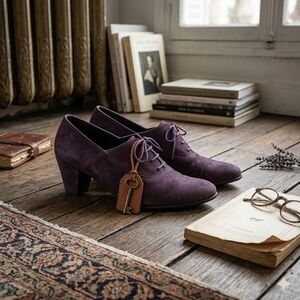 Vintage 379gap Arche LN Suede Leather Heeled Booties, Plum, US Womens 10, EUR 42